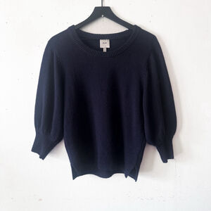 ELK Navy Puff Sleeve Sweater Cotton Wool Blend Size US 6